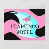 Retro Style Flamingo Hotel Briefkaart aquas roze (Voorkant)