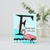 Retro Style Flamingo Lounge Briefkaart aquas roze (Staand voorkant)