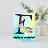 Retro Style Flamingo Lounge Briefkaart aquas roze (Staand voorkant)
