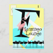 Retro Style Flamingo Lounge Briefkaart aquas roze (Voorkant / Achterkant)