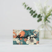 Retro style floral Bedankt Informatiekaartje (Staand voorkant)