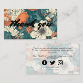Retro style floral Bedankt Informatiekaartje (Voorkant / Achterkant)
