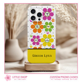 Retro Style Floral Flower Power Monogrammed iPhone 15 Case