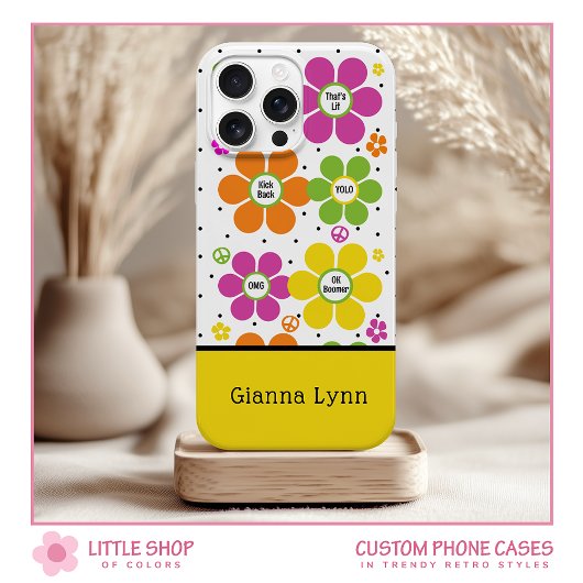 Retro Style Floral Flower Power Monogrammed Case-Mate iPhone Case