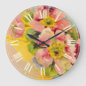 Retro Style Floral  Kitchen Grote Klok (Voorkant)