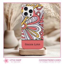 Retro-Style Floral Monogrammed iPhone 15 Case