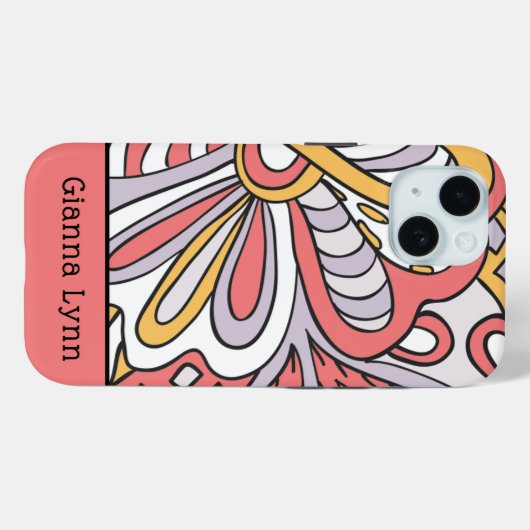 Retro-Style Floral Monogrammed Case-Mate iPhone Case (Achterkant (horizontaal))