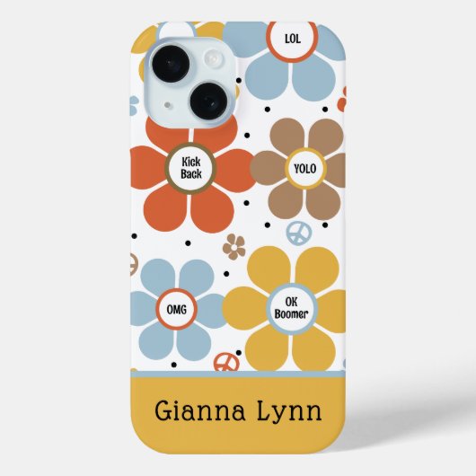 Retro-Style Flower Power Monogrammed Case-Mate iPhone Case (Achterkant)