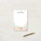 Retro Style Flowers Silhouette Custom Name Post-it® Notes (Op bureau)