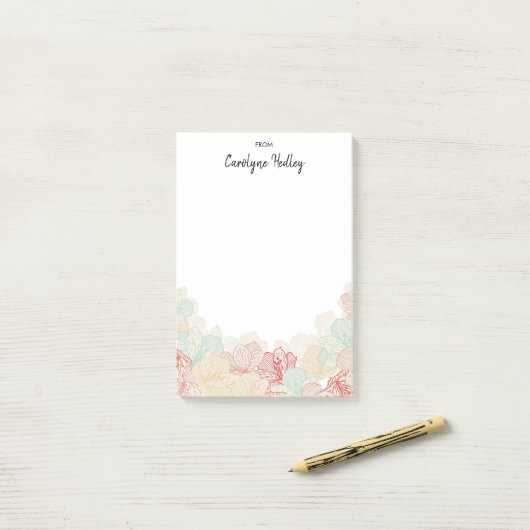 Retro Style Flowers Silhouette Custom Name Post-it® Notes (Op bureau)