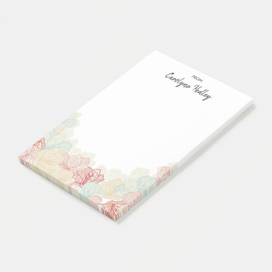 Retro Style Flowers Silhouette Custom Name Post-it® Notes (Schuin)