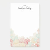 Retro Style Flowers Silhouette Custom Name Post-it® Notes (Voorkant)