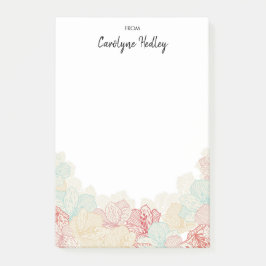 Retro Style Flowers Silhouette Custom Name Post-it® Notes