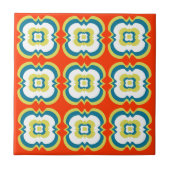 Retro Style Funky Bright Oranje groen patroon Tegeltje (Voorkant)
