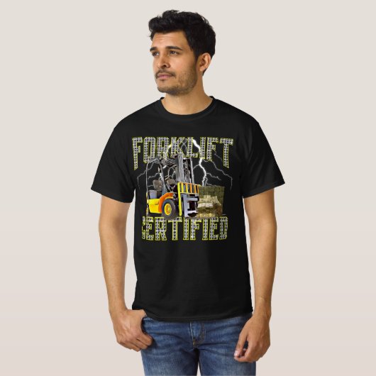 Retro Style Funny Forklift Operator Forklift Certi T-shirt (Voorkant volledig)
