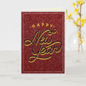 Retro Style Glitter - nieuwjaarskaart Kaart (Gele Bloem)