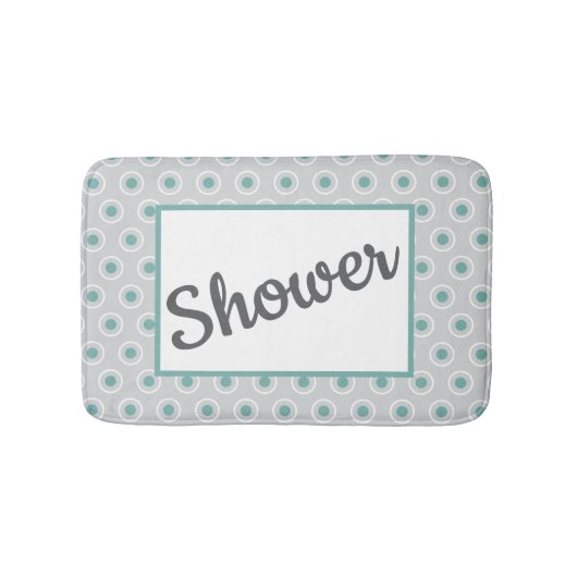 Retro-Style Gray Aqua Circle Pattern Customizable Badmat (Voorkant)