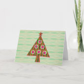 Retro Style Groen Roze Kerstboom Kaart (Voorkant)