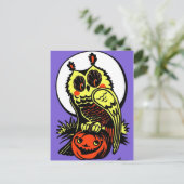 Retro Style Halloween Owl Briefkaart (Staand voorkant)