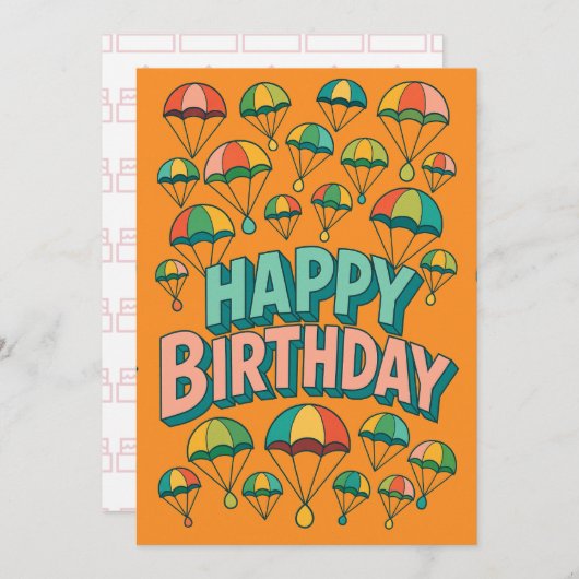 Retro Style Happy Birthday Design Verjaardag Kaart (Voorkant / Achterkant)