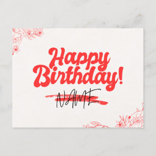 Retro Style Happy Birthday Kaart -Bold & Fun Desig