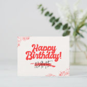 Retro Style Happy Birthday Kaart -Bold & Fun Desig (Staand voorkant)