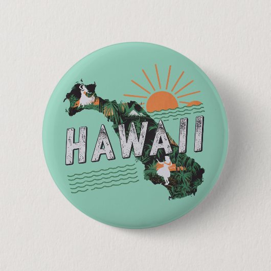 Retro Style Hawaii Island Silhouet Ronde Button 5,7 Cm (Voorkant)