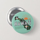 Retro Style Hawaii Island Silhouet Ronde Button 5,7 Cm (Voorkant /achterkant)