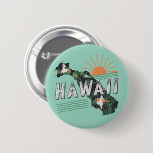 Retro Style Hawaii Island Silhouet Ronde Button 5,7 Cm