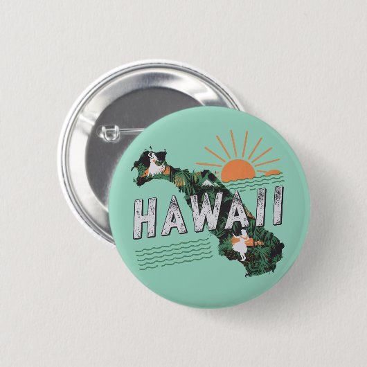 Retro Style Hawaii Island Silhouet Ronde Button 5,7 Cm (Voorkant /achterkant)