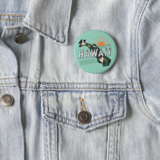 Retro Style Hawaii Island Silhouet Ronde Button 5,7 Cm (In situ)