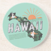 Retro Style Hawaii Island Silhouet Zandsteen Onderzetter (Voorkant)
