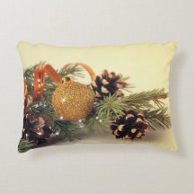 Retro Style Holiday Decorations Accent Pillow