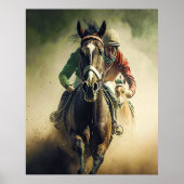 Retro Style Horse Racing Jockey Art Poster (Voorkant)