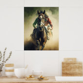 Retro Style Horse Racing Jockey Art Poster (Keuken)