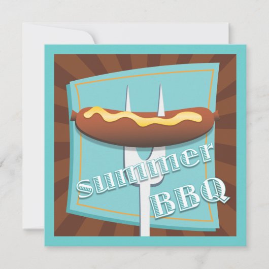 Retro Style Hot Dog Summer BBQ Party - Uitnodiging (Voorkant)