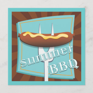 Retro Style Hot Dog Summer BBQ Party - Uitnodiging