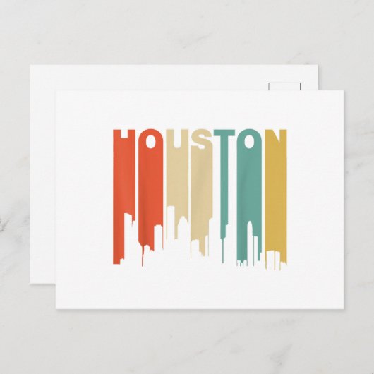 Retro Style Houston Texas Skyline van 1970 Feestdagenkaart (Voorkant / Achterkant)