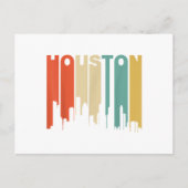 Retro Style Houston Texas Skyline van 1970 Feestdagenkaart (Voorkant)