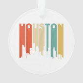 Retro Style Houston Texas Skyline van 1970 Ornament (achterkant)