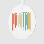 Retro Style Houston Texas Skyline van 1970 Ornament (voorkant)
