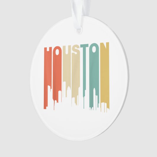 Retro Style Houston Texas Skyline van 1970 Ornament (voorkant)