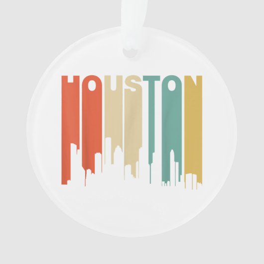 Retro Style Houston Texas Skyline van 1970 Ornament (voorkant)