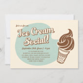 Retro Style Ice Cream Social Invitations Kaart (Voorkant)