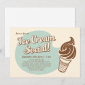 Retro Style Ice Cream Social Invitations Kaart (Voorkant / Achterkant)