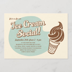 Retro Style Ice Cream Social Invitations Kaart