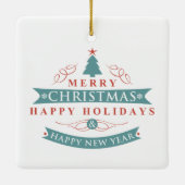 Retro Style Instant Photo Kerstmis Keramisch Ornament (Achterkant)