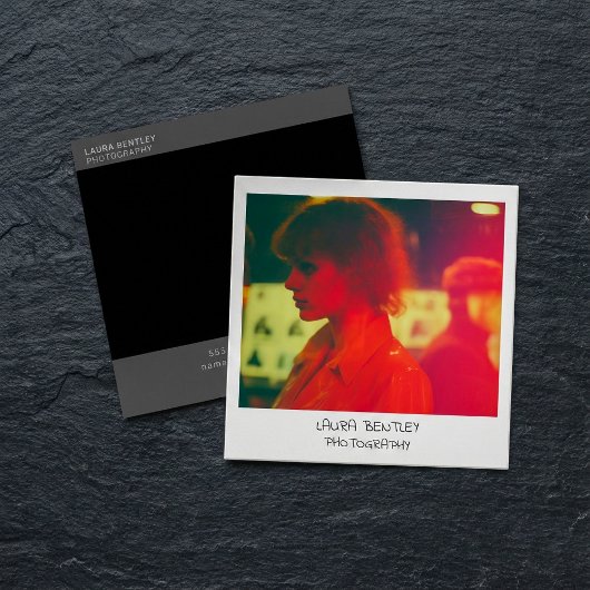 Retro style instant photo square business card vierkante visitekaartjes