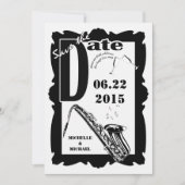 Retro Style Jazz Save the Date Black White 2 (Voorkant)
