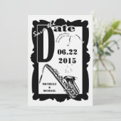 Retro Style Jazz Save the Date Black White 2 Kaart (Staand voorkant)